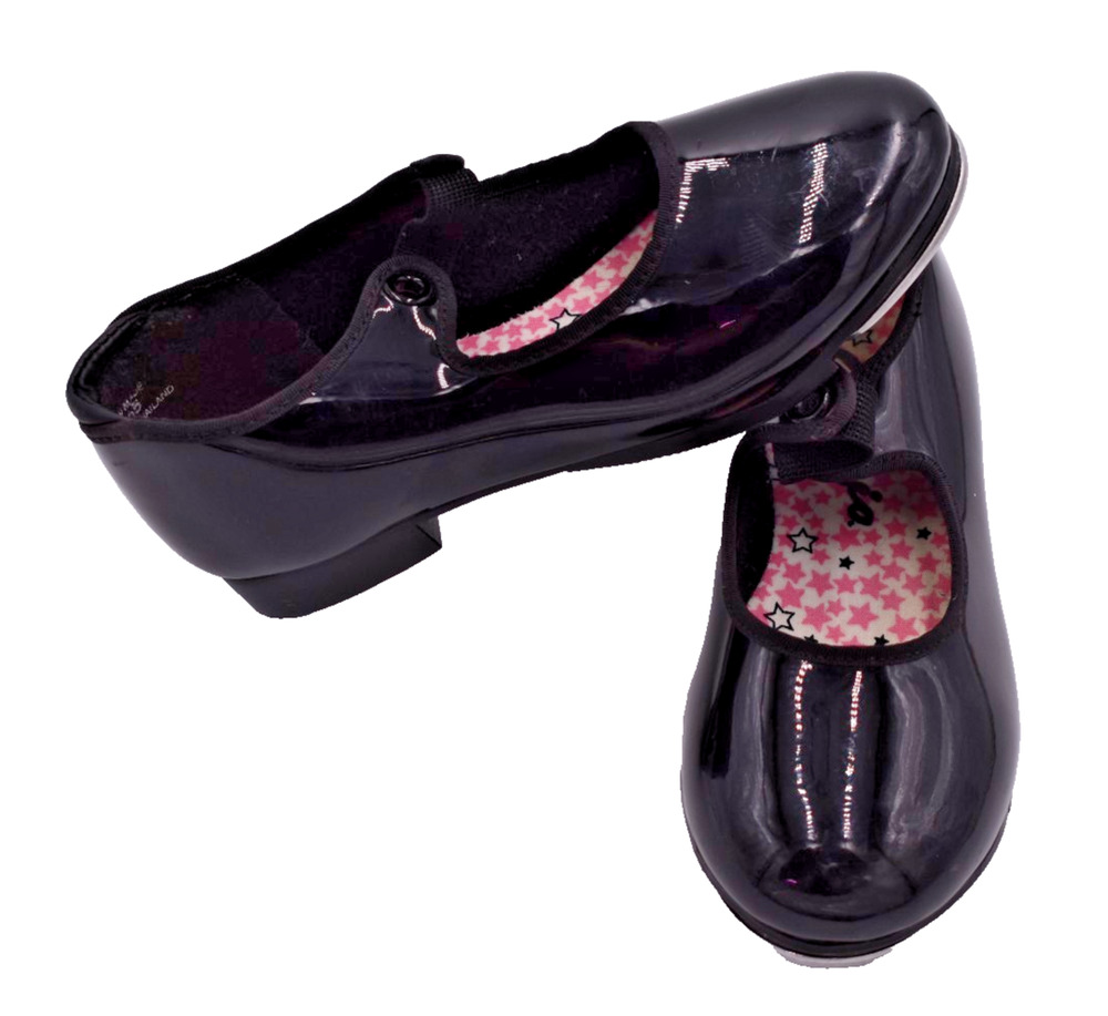 CAPEZIO Tap Shoes -- Black Patent Leather Tele Tone -- Childrens Girls 11 M